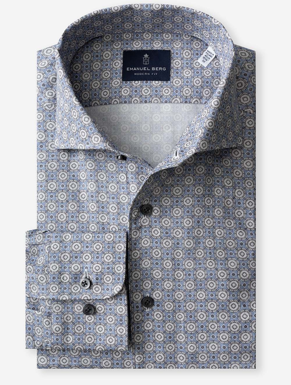 Medallion Pattern Casual Shirt Blue