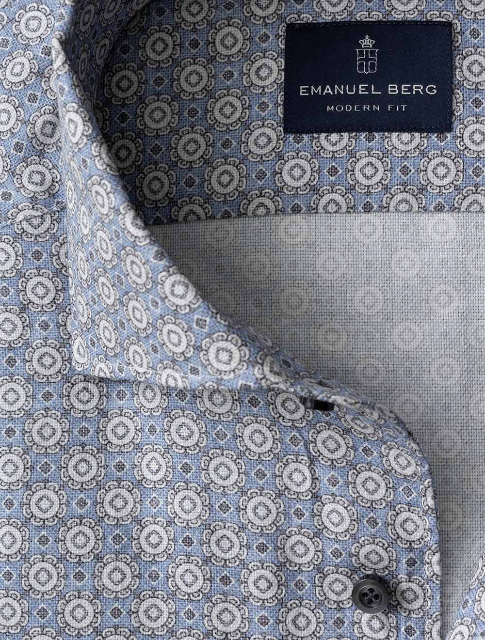 Medallion Pattern Casual Shirt Blue
