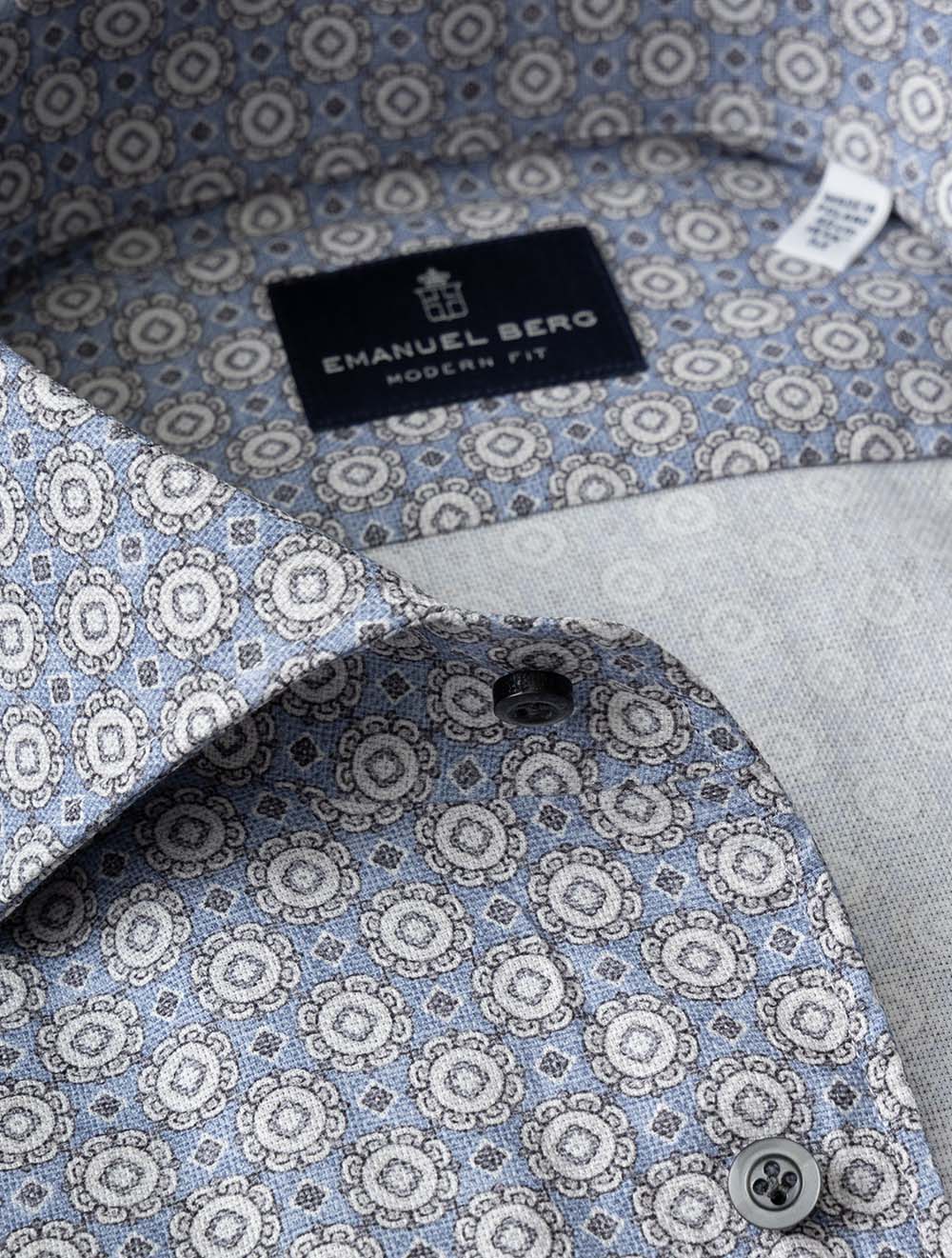 Medallion Pattern Casual Shirt Blue