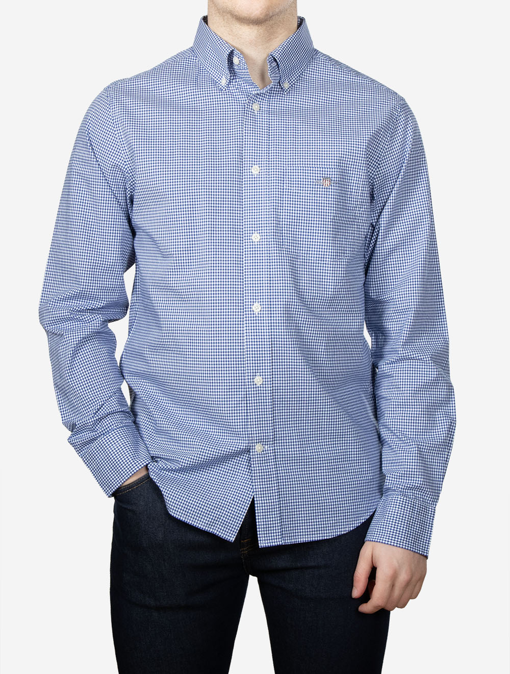 Regular Classic Poplin Gingham Shirt College Blue