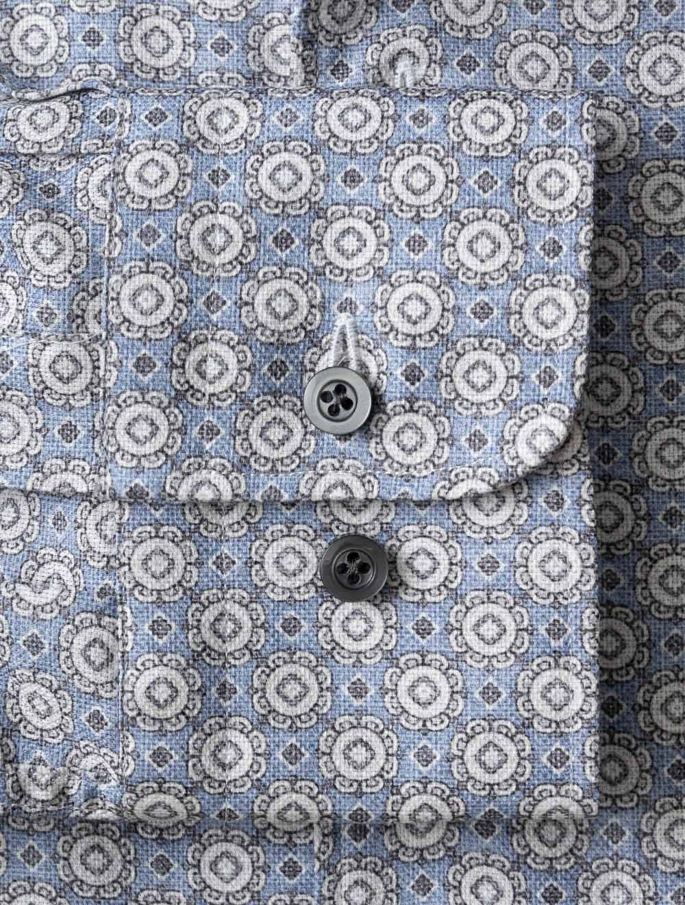 Medallion Pattern Casual Shirt Blue