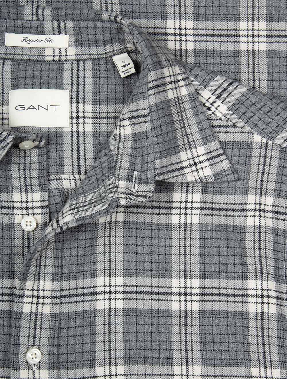 Regular Fit Check Shirt in Dark Grey Melange