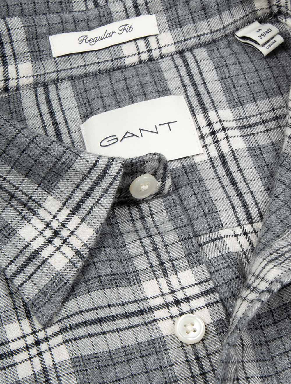 Regular Fit Check Shirt in Dark Grey Melange