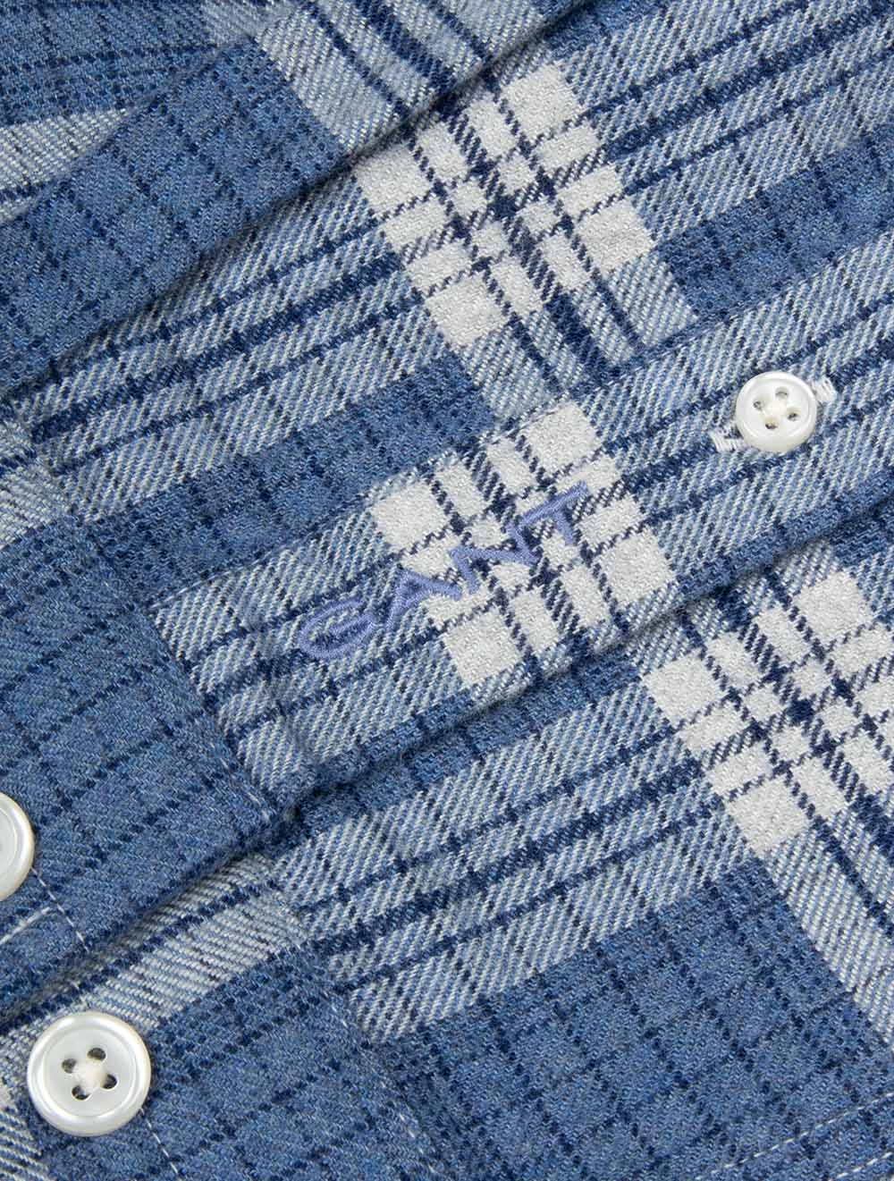 Regular Fit Check Shirt Denim Blue Melange