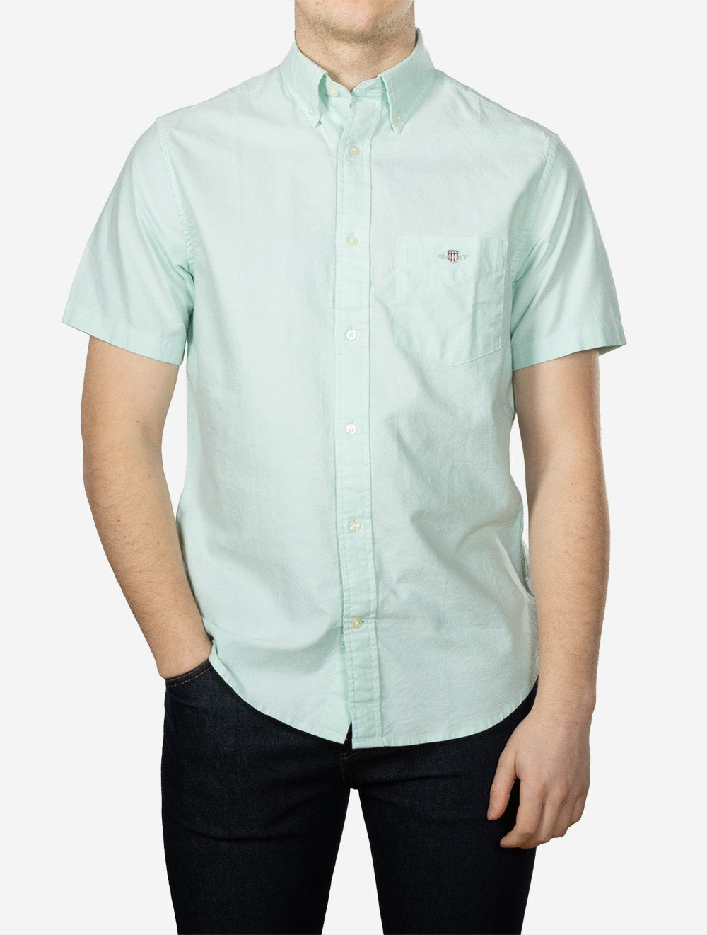 Classic Oxford Short Sleeve Shirt Washed Turquoise