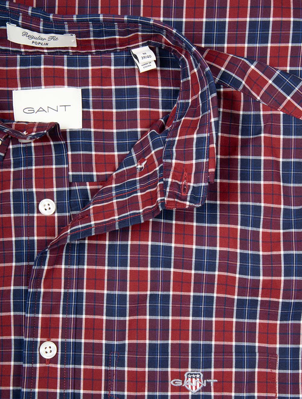 Regular Fit Checked Classic Poplin Shirt Plumped Red