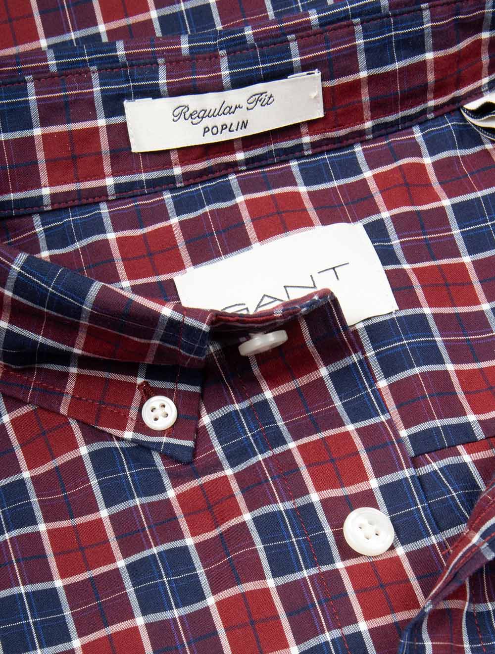 Regular Fit Checked Classic Poplin Shirt Plumped Red