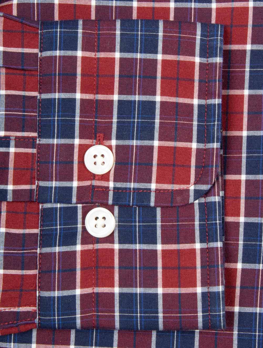 Regular Fit Checked Classic Poplin Shirt Plumped Red