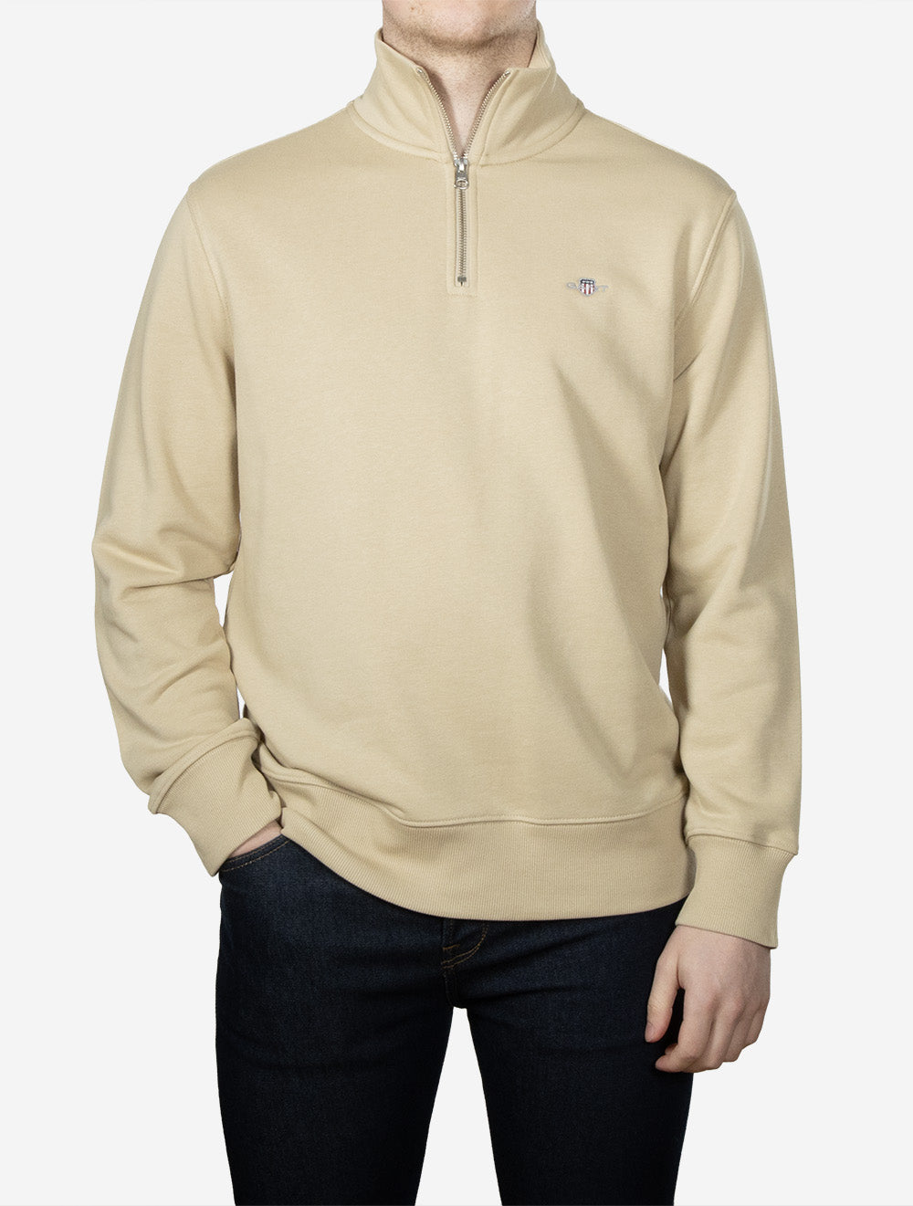 Regular Shield Half Zip Sweat Oat Beige