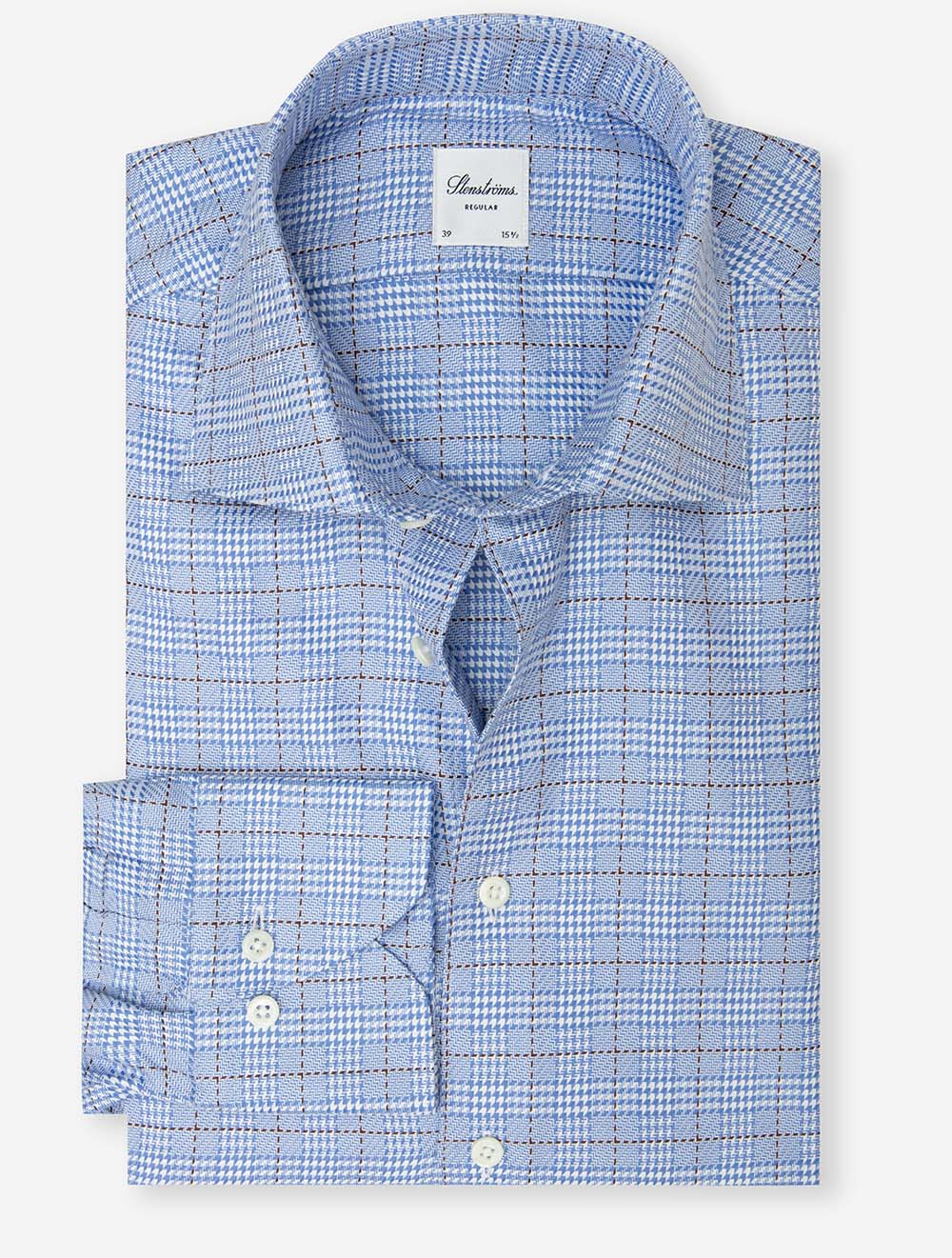 Regular Houndstooth Check Shirt Blue