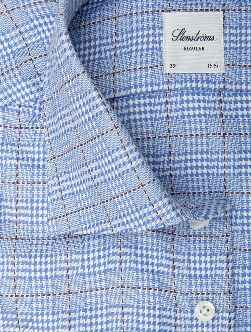 Regular Houndstooth Check Shirt Blue