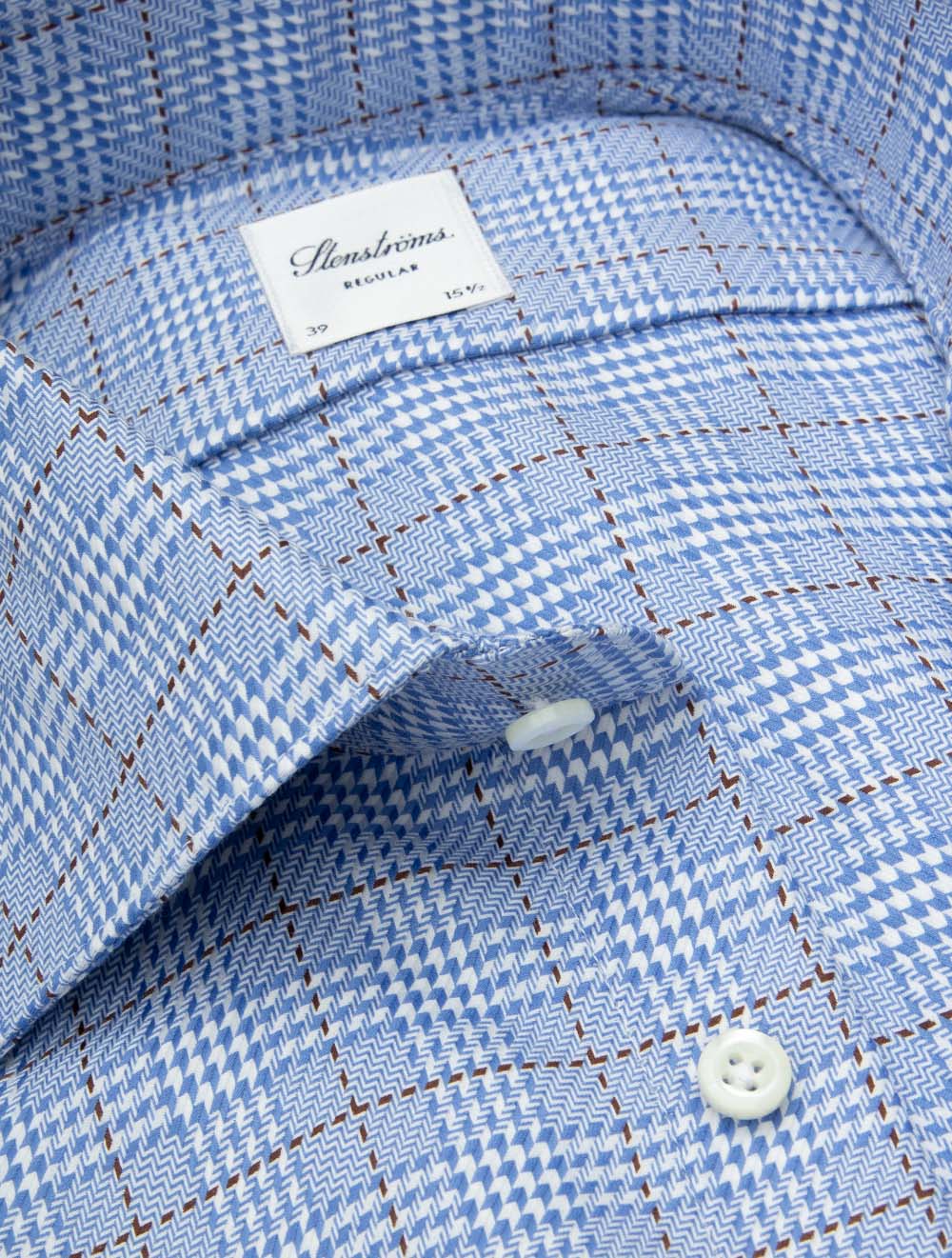 Regular Houndstooth Check Shirt Blue