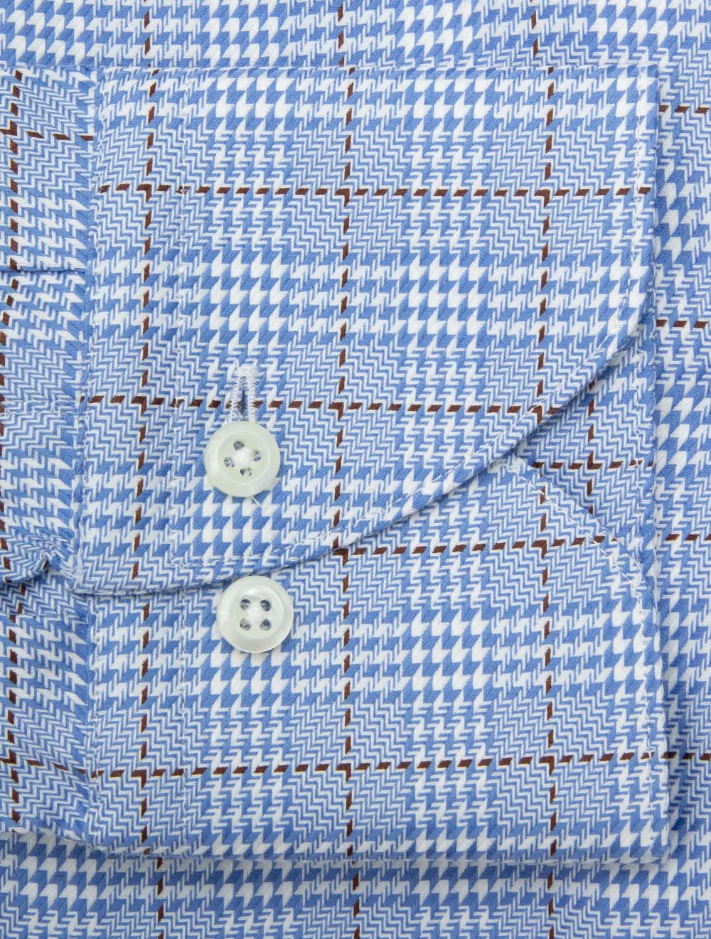 Regular Houndstooth Check Shirt Blue