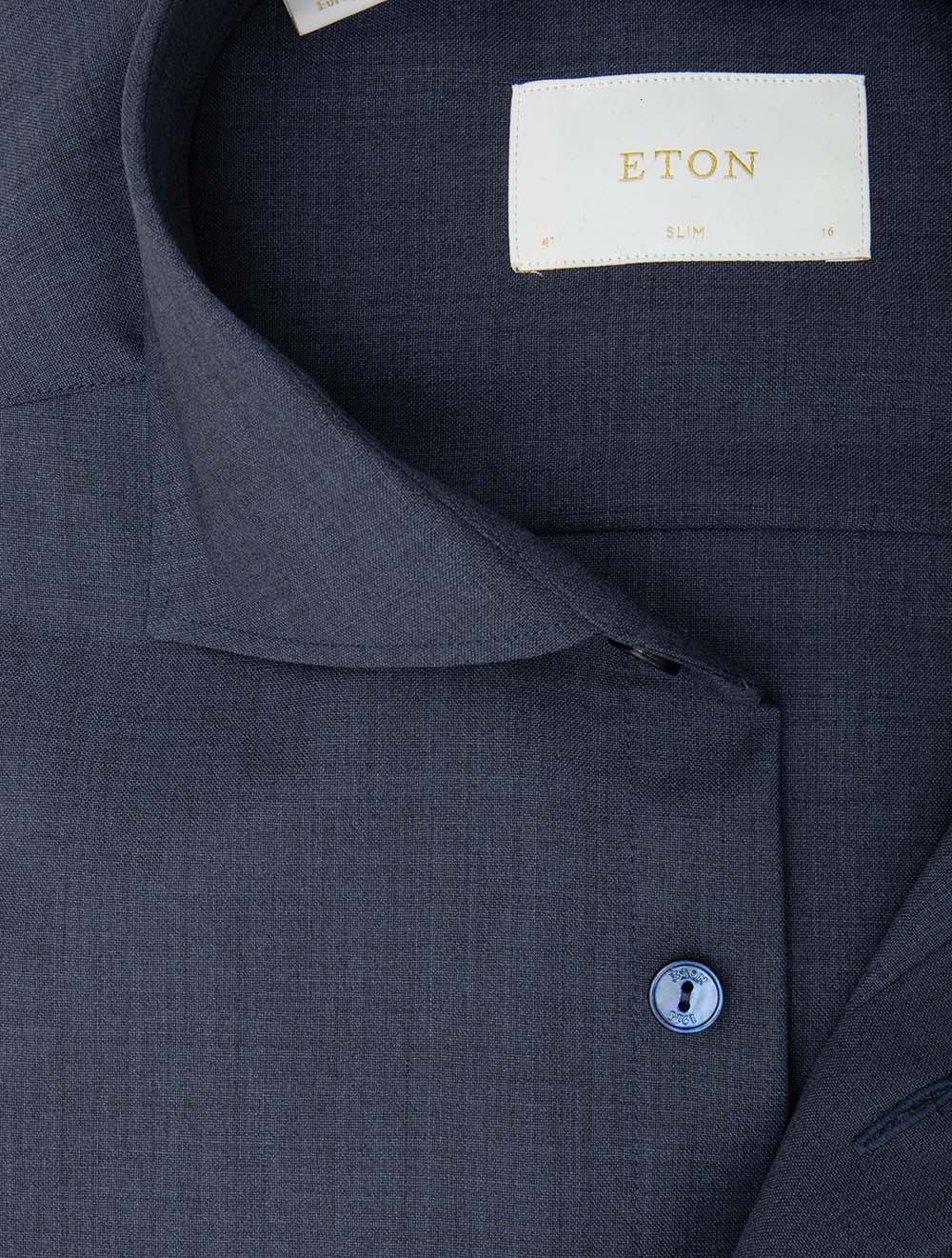 Slim Fit Plain Merino Wool Shirt Blue