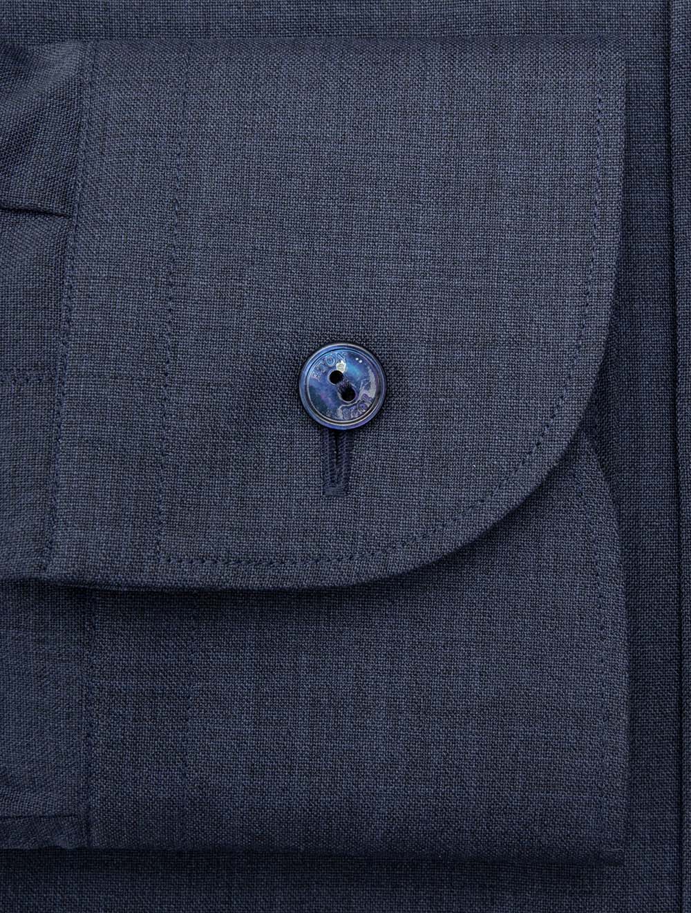 Slim Fit Plain Merino Wool Shirt Blue