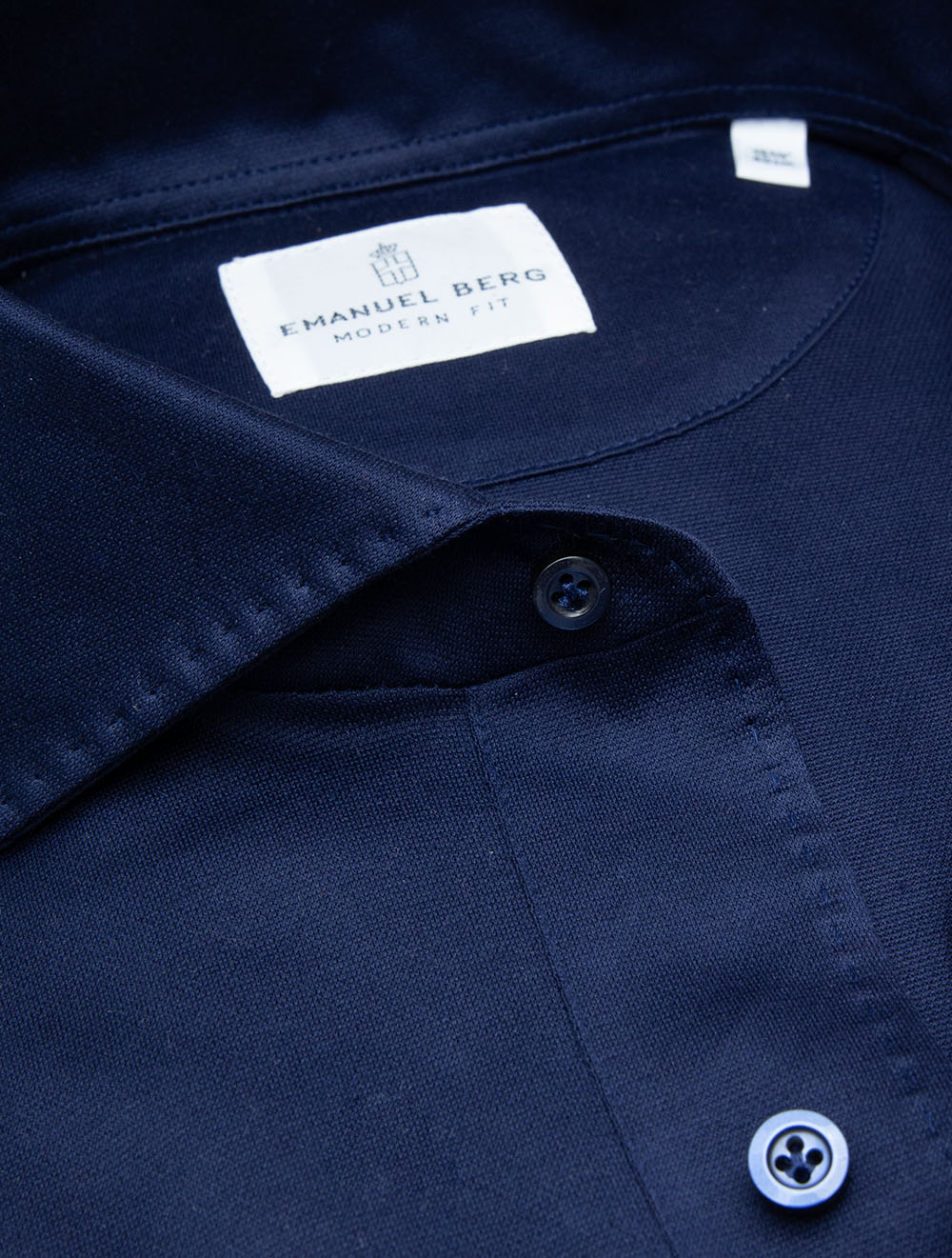 Long Sleeve Polo Jersey Shirt Navy