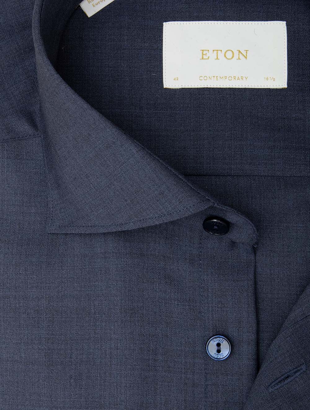 Contemporary Fit Plain Merino Wool Shirt Blue