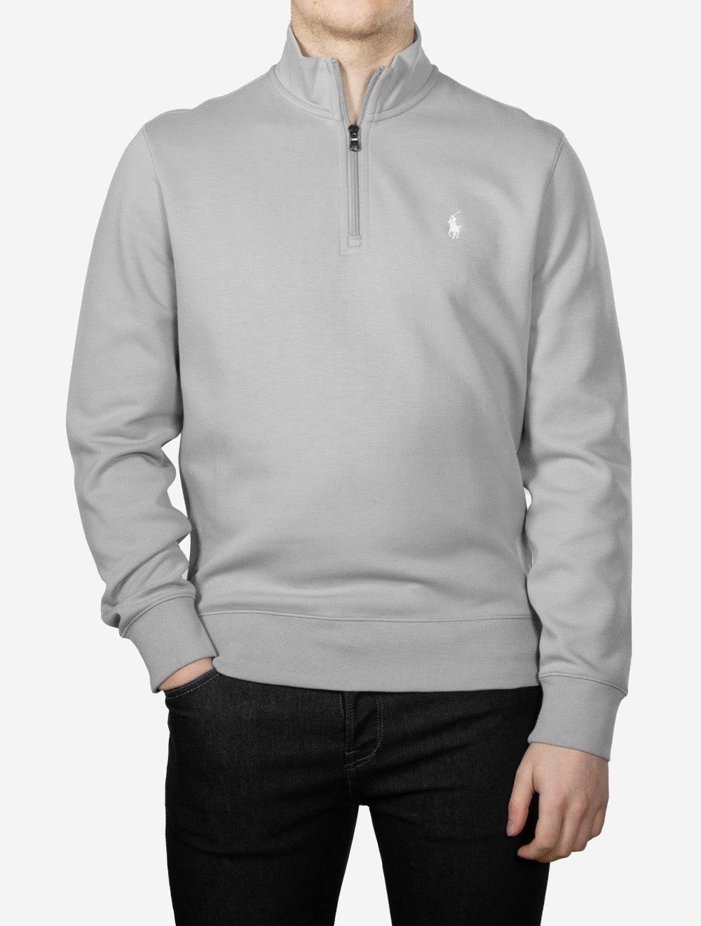 Double Knit Quarter Zip Pullover Grey