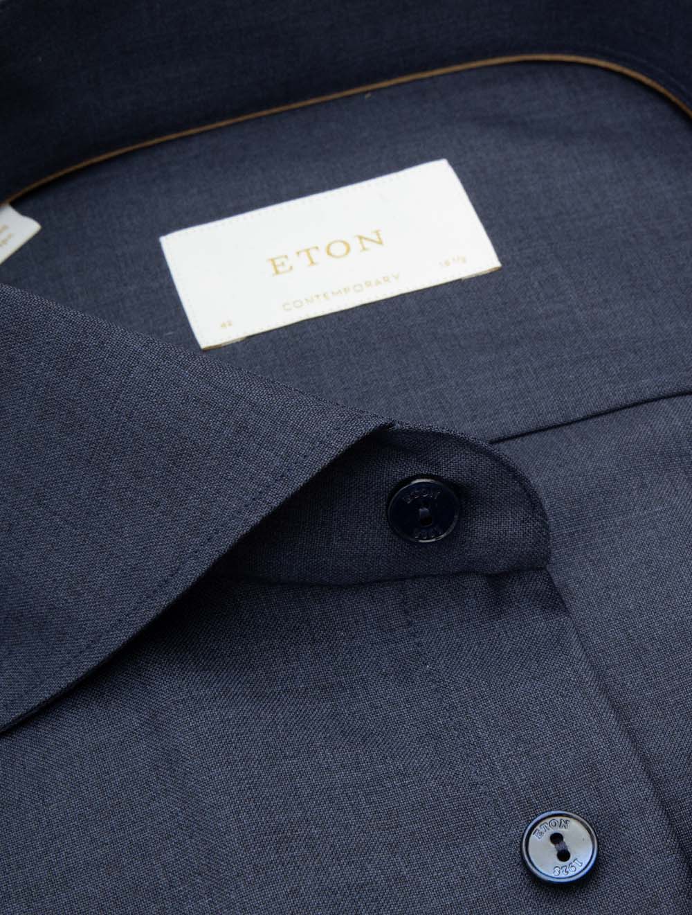 Contemporary Fit Plain Merino Wool Shirt Blue