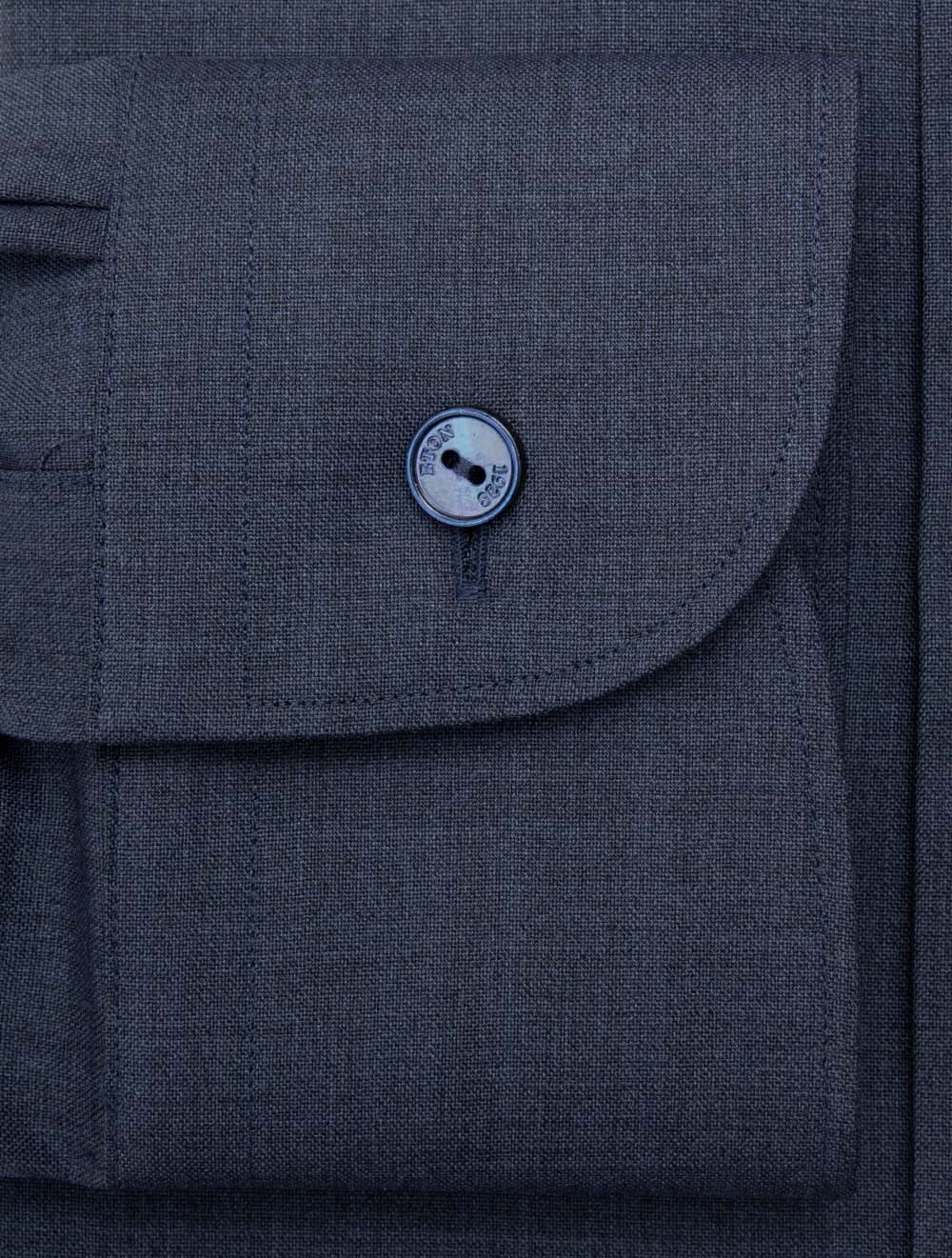 Contemporary Fit Plain Merino Wool Shirt Blue