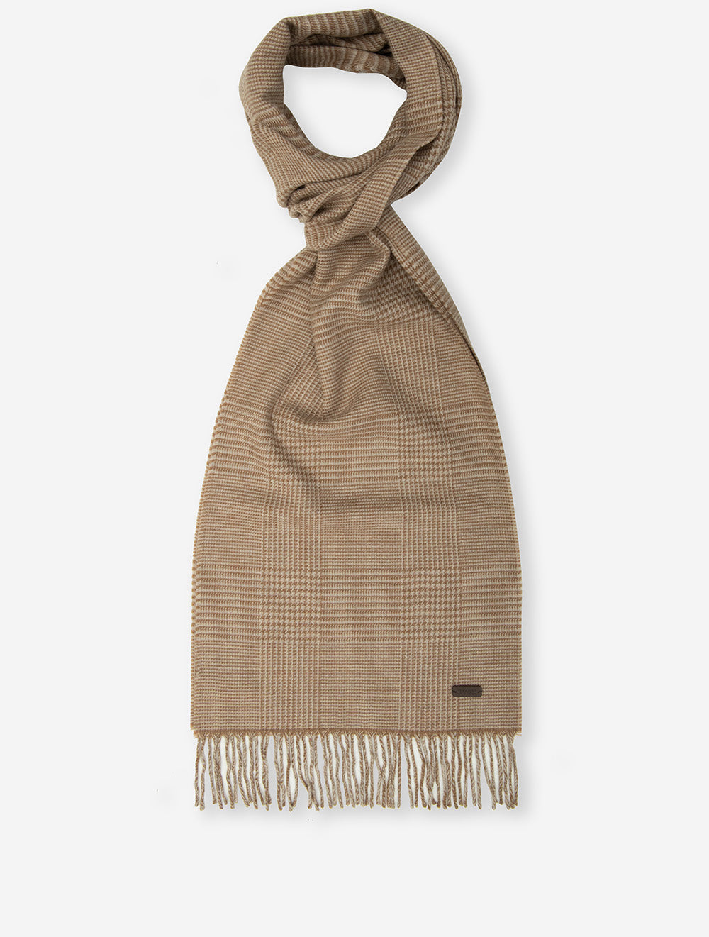 Check Wool Scarf Tan