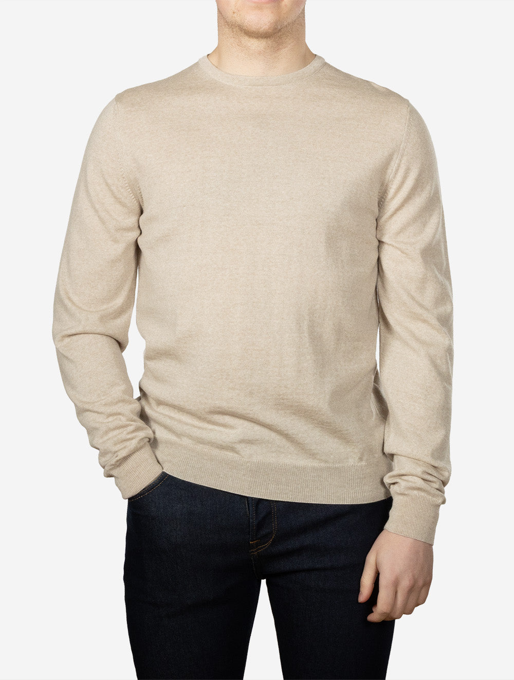 Crew Neck Merino Wool Knitwear Beige