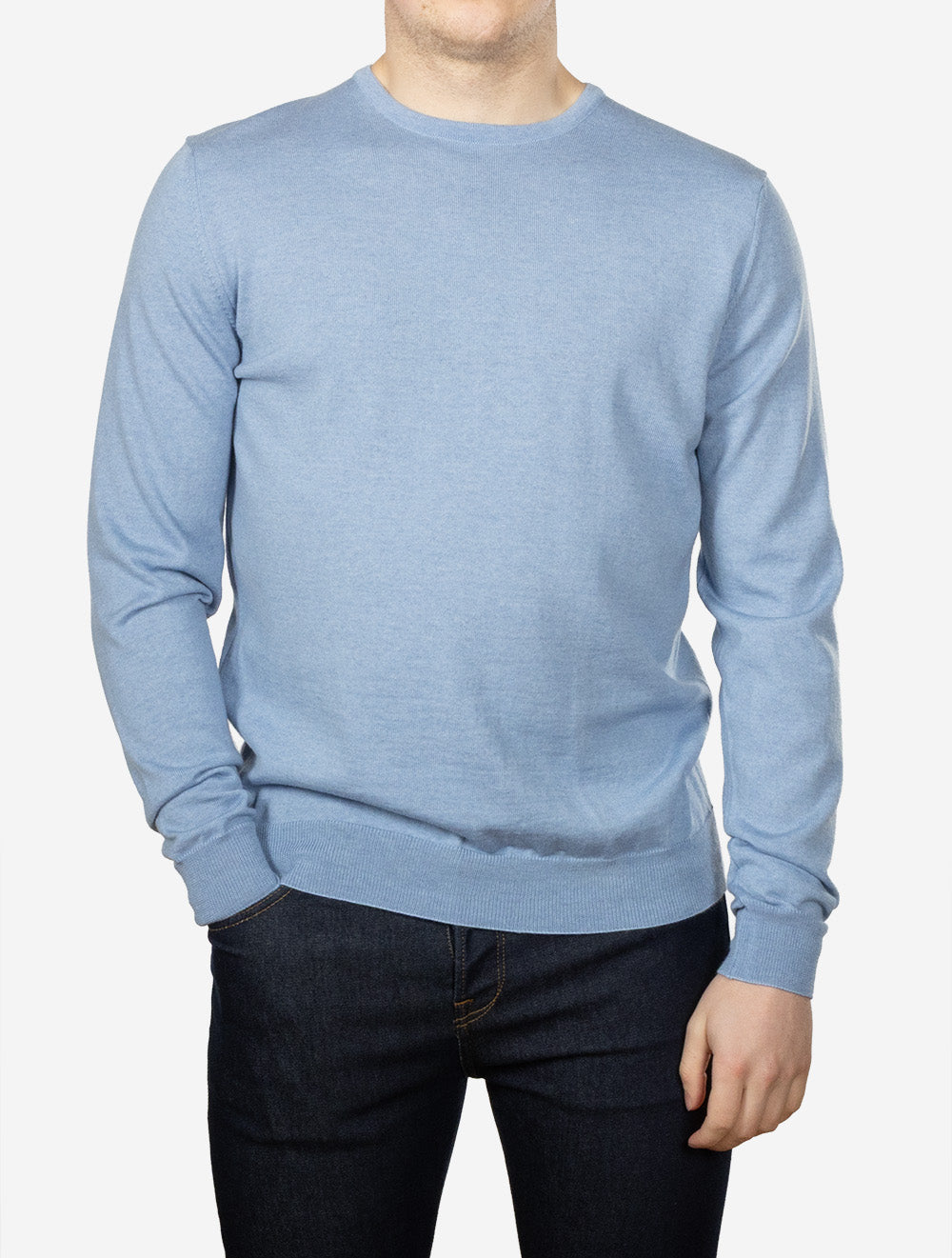 Crew Neck Merino Wool Knitwear Blue