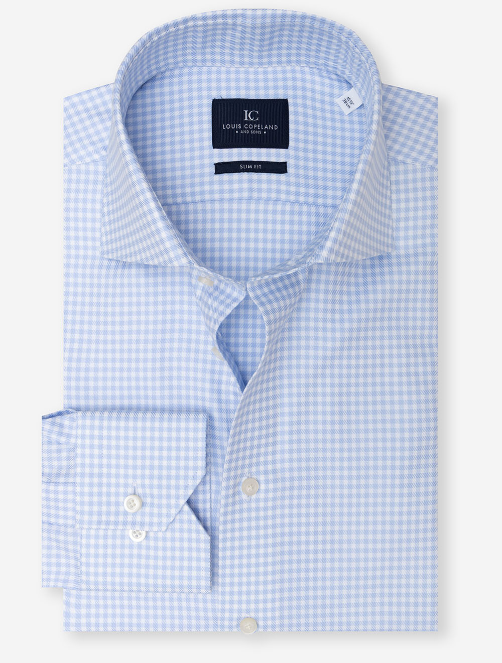 Slim Fit Gingham Check Shirt Blue