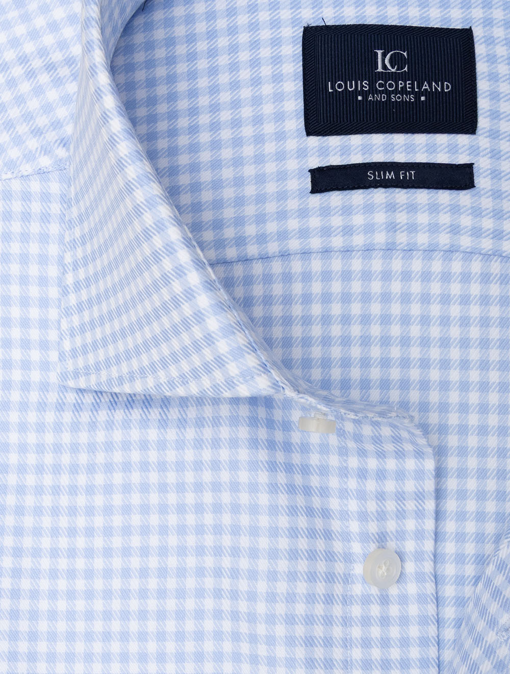 Slim Fit Gingham Check Shirt Blue