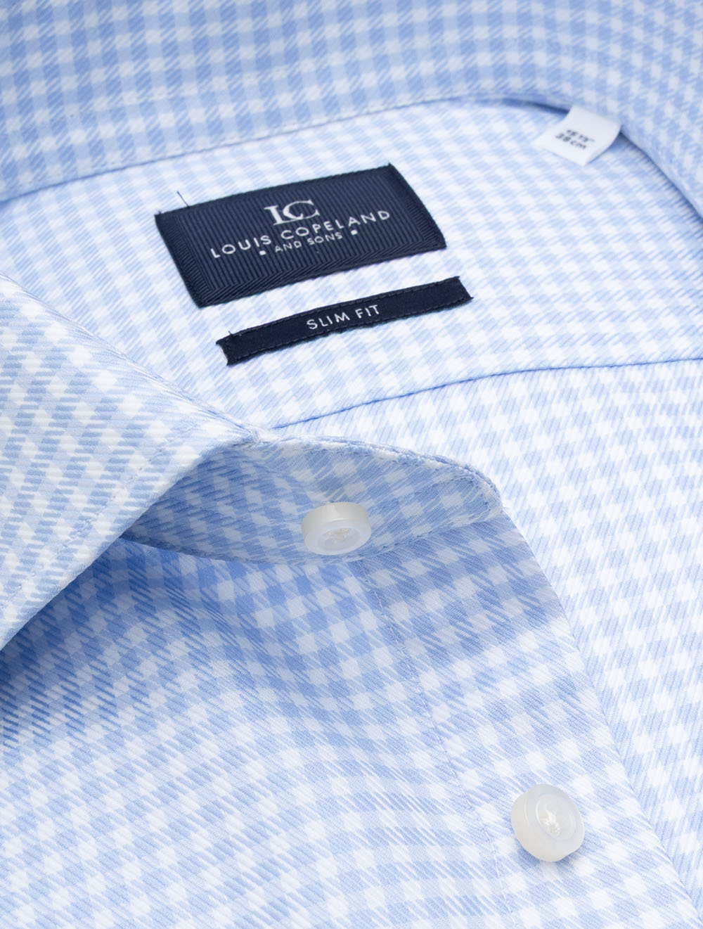 Slim Fit Gingham Check Shirt Blue