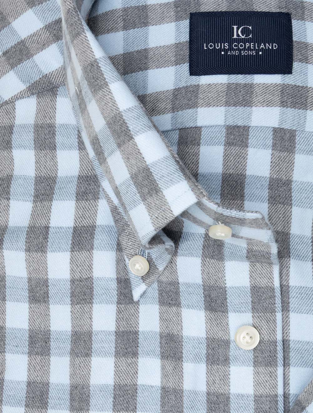 Chemise en flanelle à carreaux vichy marron à boutons