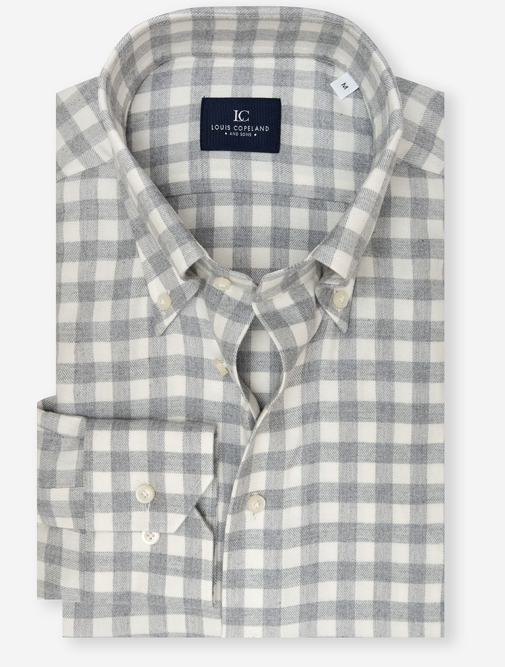 Button-Down Gingham Check Flannel Shirt Stone