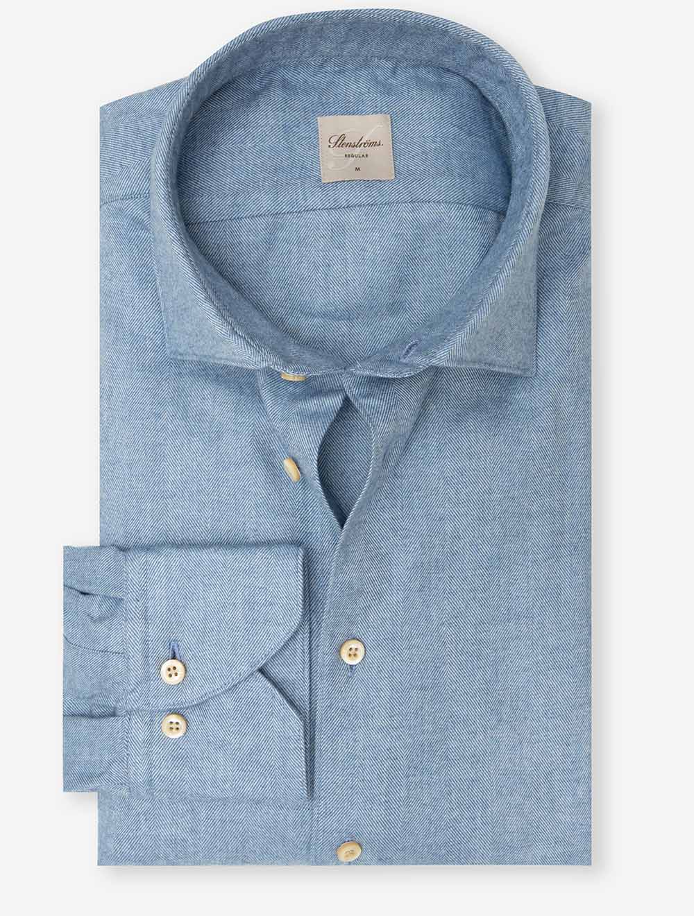 Regular Herringbone Shirt Blue