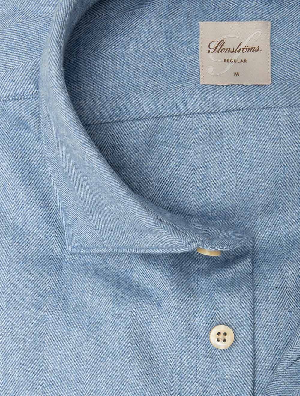 Regular Herringbone Shirt Blue