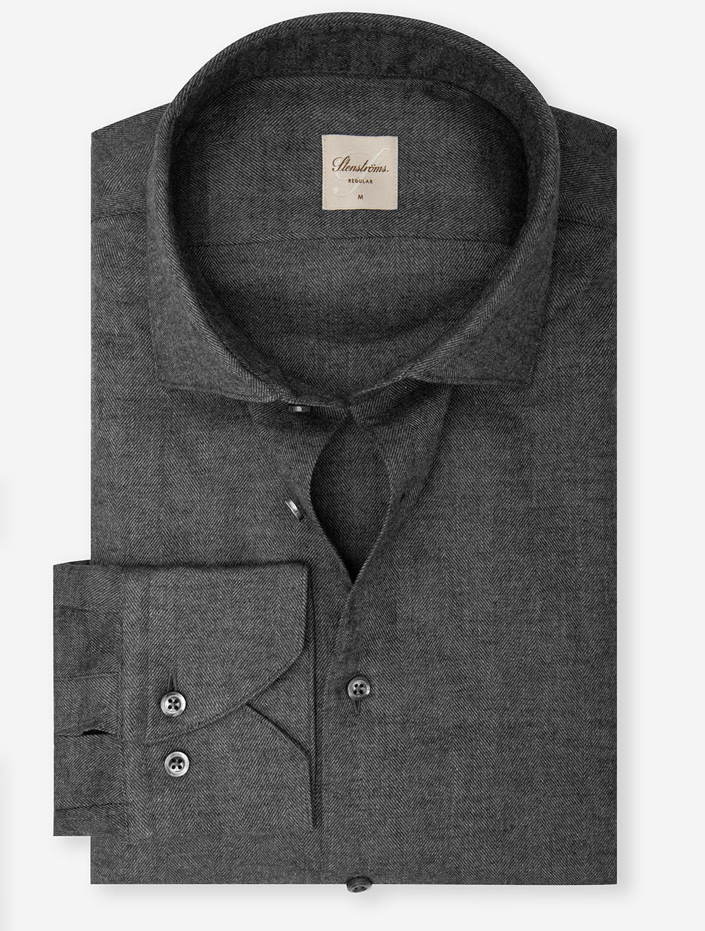 Regular Herringbone Shirt Dark Grey