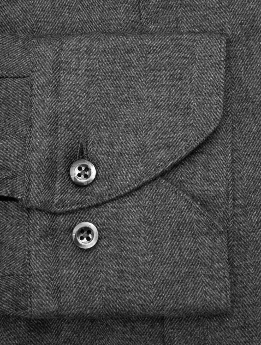 Regular Herringbone Shirt Dark Grey