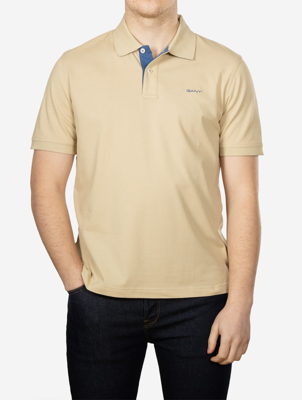 Regular Contrast Piqué Short Sleeve Polo Shirt Oat Beige