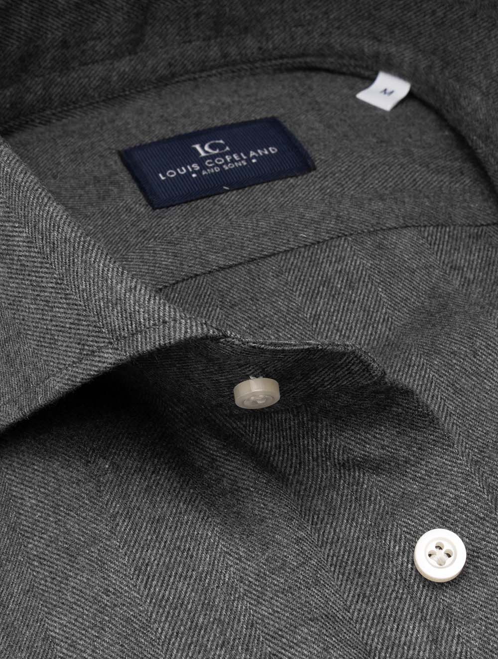 Herringbone Casual Shirt Dark Grey