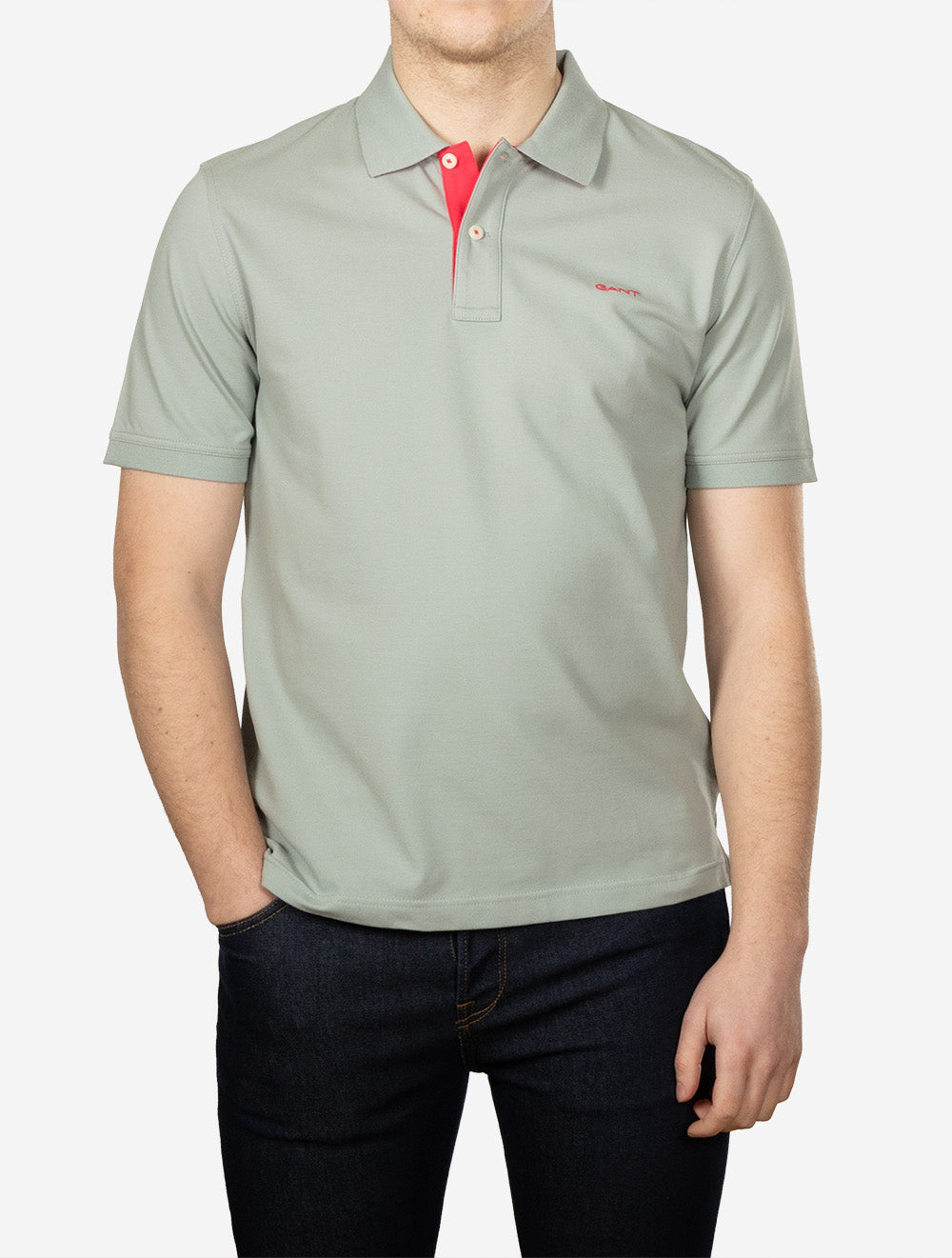 Regular Contrast Piqué Short Sleeve Polo Shirt Ceramic Grey