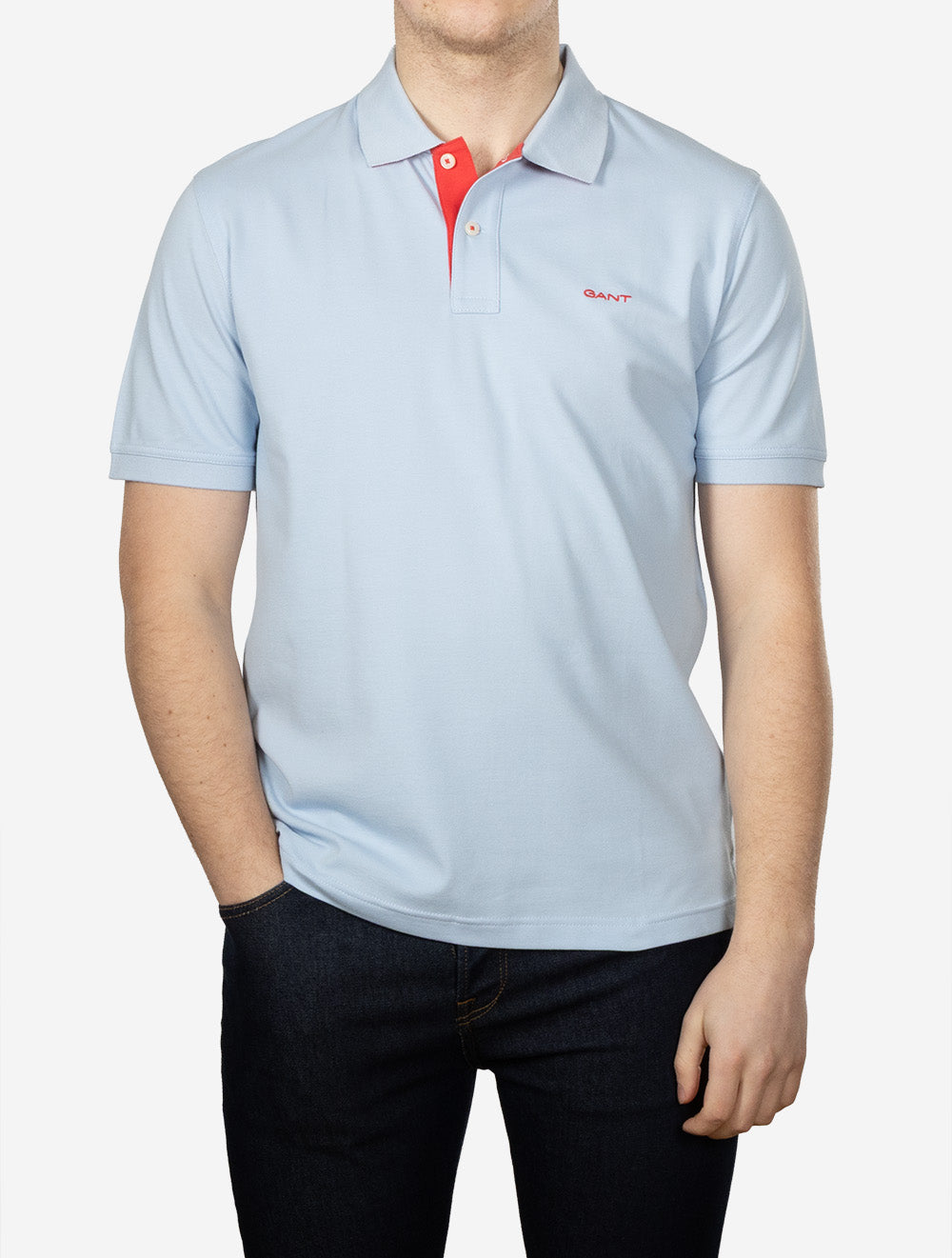 Regular Contrast Piqué Short Sleeve Polo Shirt Fresh Blue