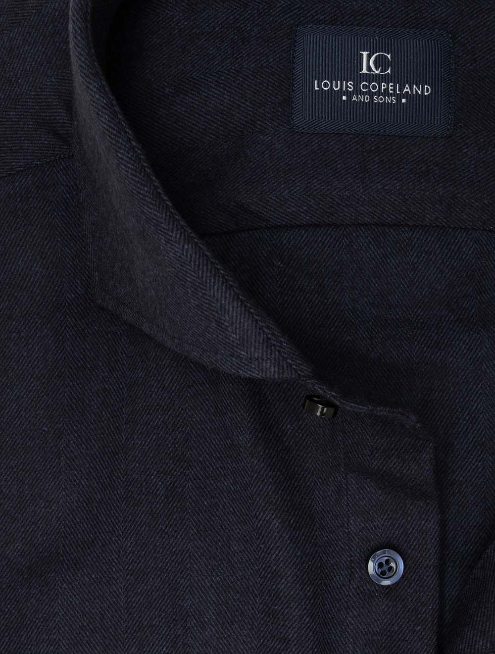 Herringbone Casual Shirt Navy