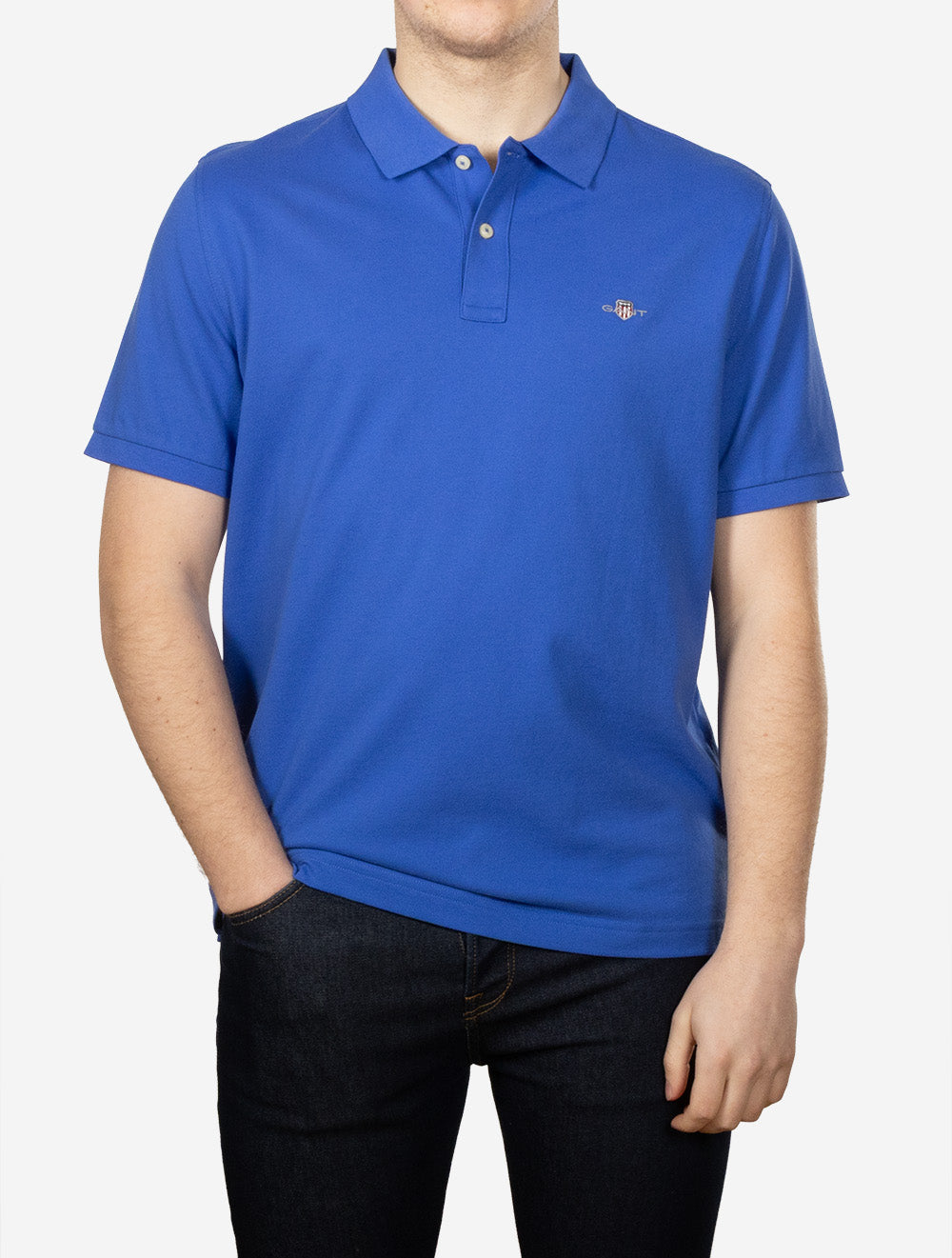 Regular Shield Short-Sleeve Piqué Polo Royal Blue