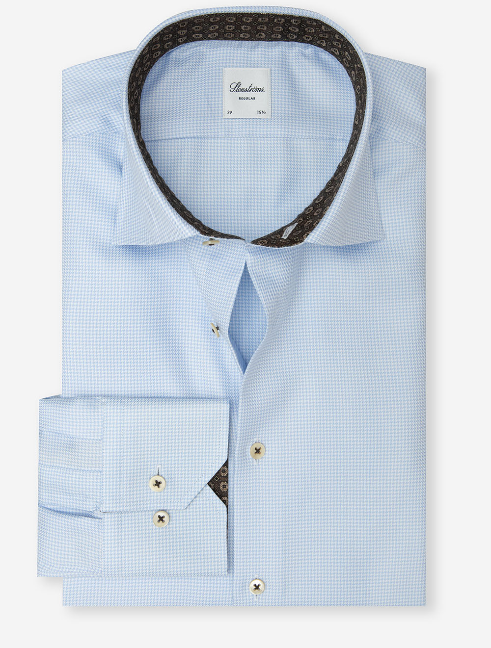 Chemise bleue en sergé contrasté classique