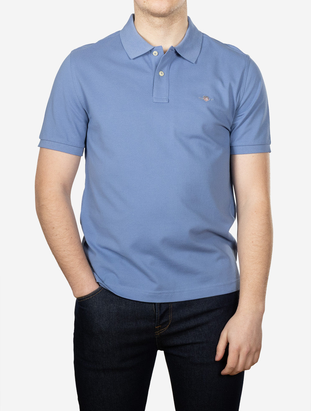 Regular Shield Piqué Polo Faded Denim