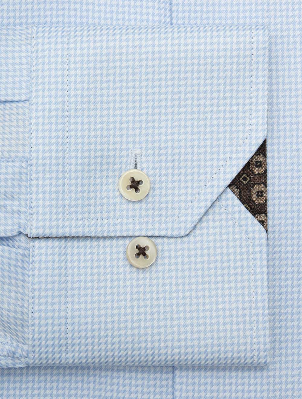 Chemise bleue en sergé contrasté classique