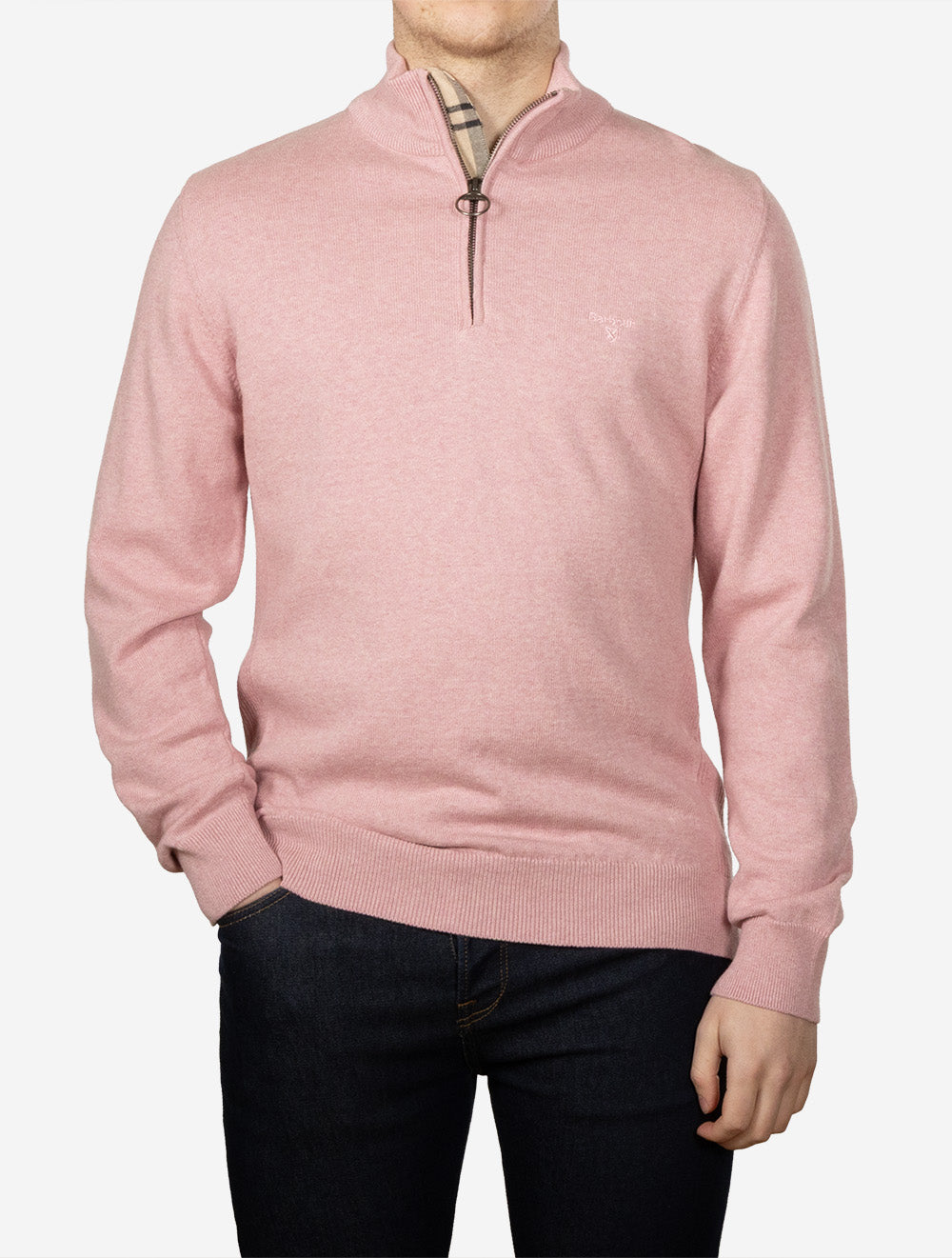 Cotton Half-Zip Sweater Pink