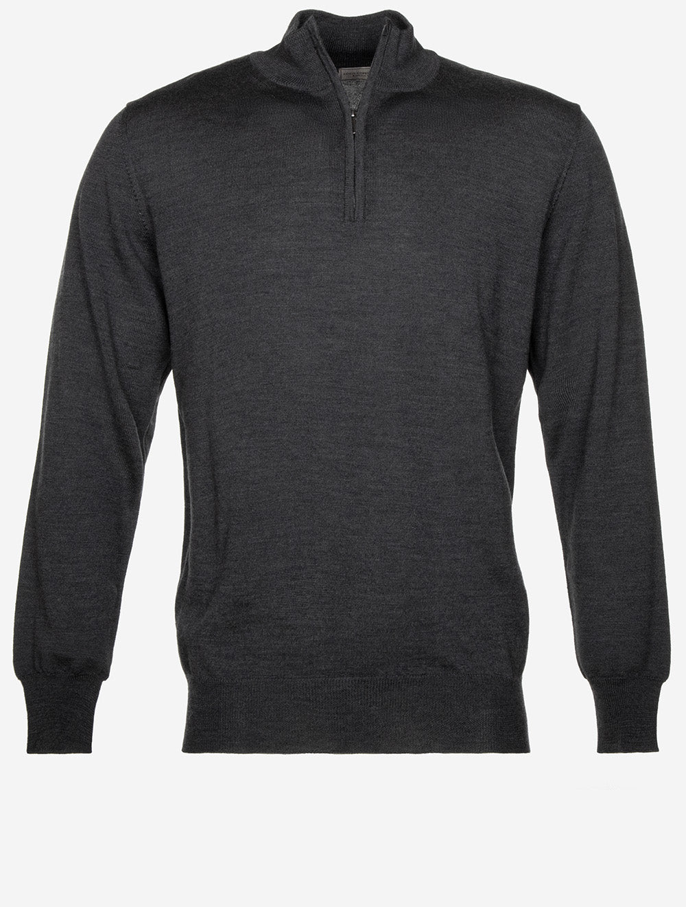 Merino Half Zip Mock Neck Dark Grey