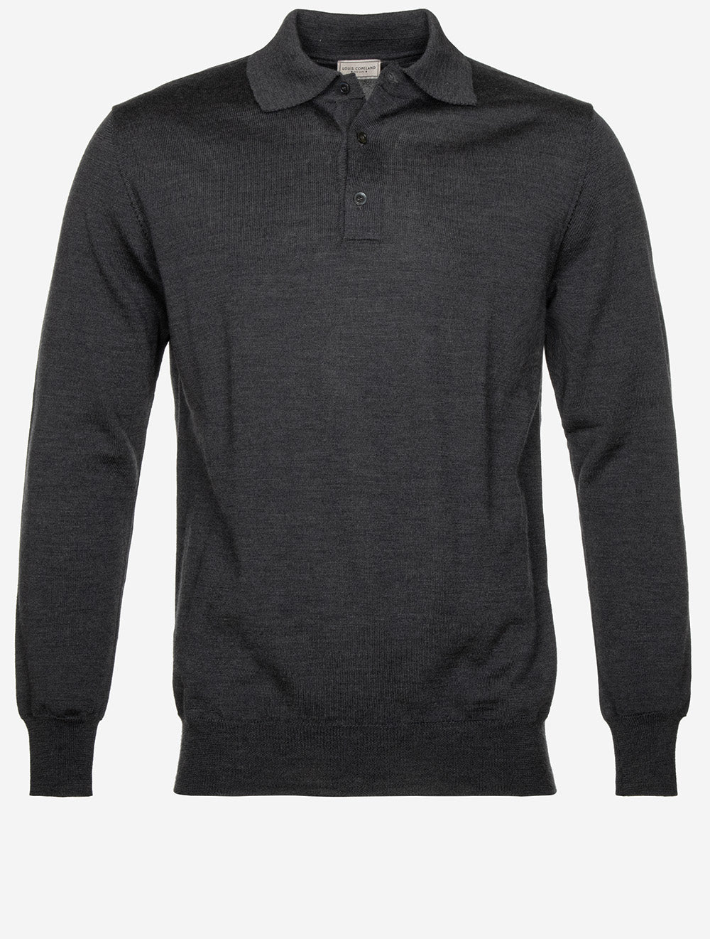 Merino Long Sleeve Polo Antracite