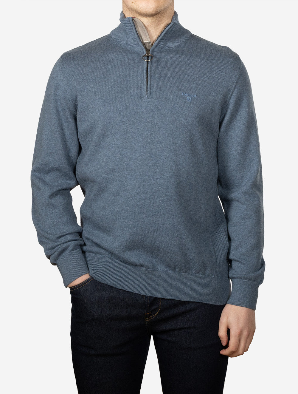 Cotton Half-Zip Sweater Dusk Blue