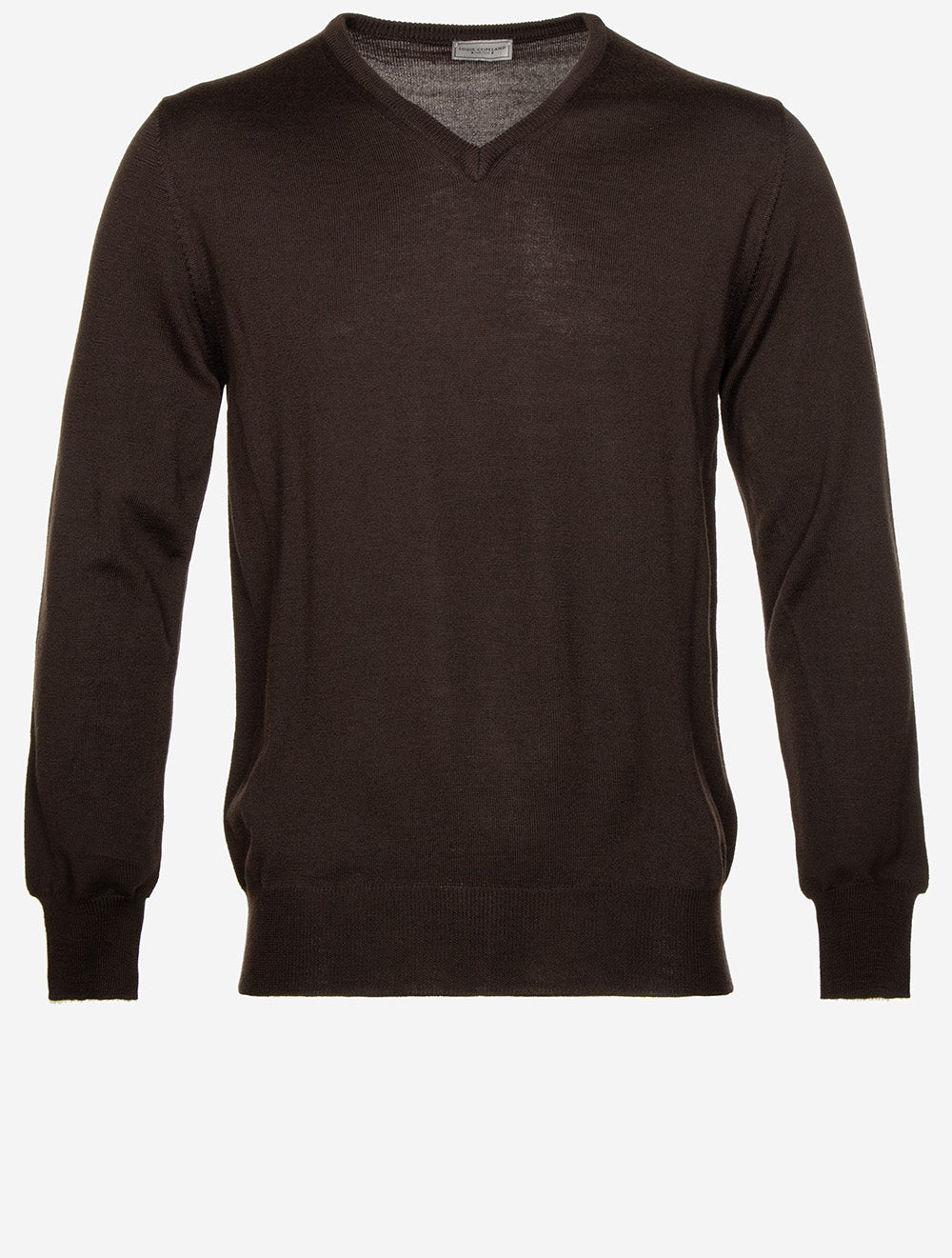 Merino Wool V Neck Dark Brown